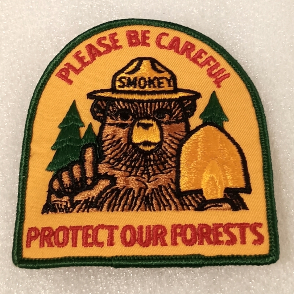 Rare 1970s Smokey The Bear Be Careful Protect Our Forest Lion Bros Patch New NOS